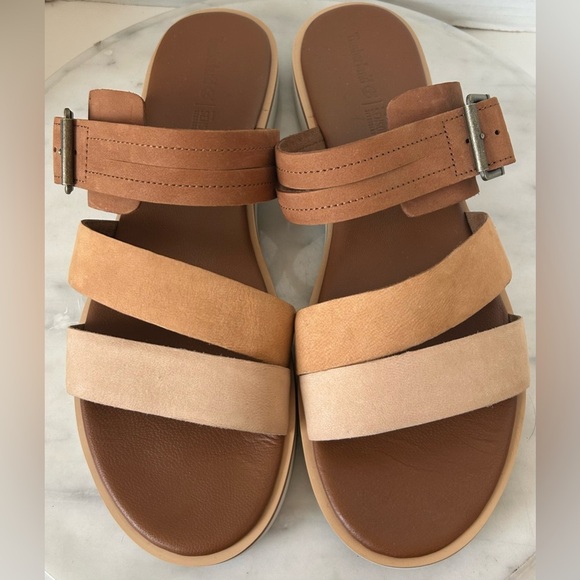 NWOT TIMBERLAND ADLEY SHORE LEATHER SLIDE Sz.11,SENSORFLEX TECHNOLOGY, NEUTRAL - Picture 2 of 8